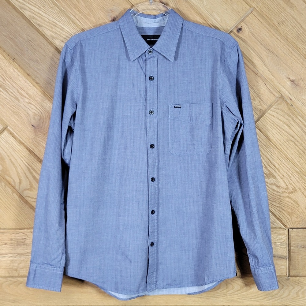 Diverse Mens Dress Shirt Oxford Long Sleeve Cotton Chest Pocket Size Small GRAY